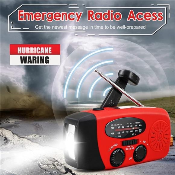 Emergency Hand Crank Radio with LED Flashlight for Emergency,AM/FM NOAA Portable - Picture 3 of 6
